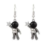 Elegantes y bonitos aretes con colgante de astronauta personalizados, de aleación popular, creativos, aretes de astronauta, aretes hinchados, talla única, Metal, Sin piedra preciosa