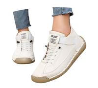 Elegantes zapatillas con aspecto de piel para mujer, cómodas zapatillas de ocio con suela flexible, adecuadas para viajes, paseos, reuniones, corte moderno para una silueta delgada y agradable, Blanco
