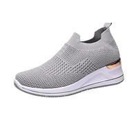 Elegantes zapatillas de verano para mujer, transpirables, para exteriores, antideslizantes, con plantilla suave, sin cordones, gris, 40 EU