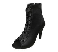 Elegantes Zapatos de Baile de Punta Abierta y tacón con Comodidad Transpirable para actuaciones y Uso Diario./365
