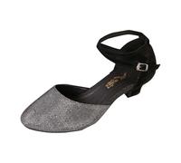 Elegantes zapatos de baile latino con purpurina brillante lazo decorativo para un agarre seguro y cómodo disfrute del baile, Negro , 39 EU