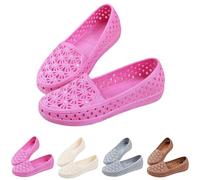 Elegantes Zapatos Planos Mujer Verano - Bailarinas Ahuecadas Transpirables Zapatos de Verano Slip-On Caminar Zapatos Ligeros Cómodos Mocasines Zapatos De Plástico Suave Sandalias Cerradas, Rosa., 38
