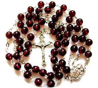 elegantmedical granate hechos a mano Bead 925 plata de ley católica 5 década Rosario cruz crucifijo collar para mujer/niñas regalo de las religiones