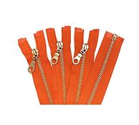 Elegantyl 2 Piezas 5# 30-60cm Cremallera de Metal de latón Cremallera de Cola Abierta para Accesorios de Costura DIY, Naranja, 30cm