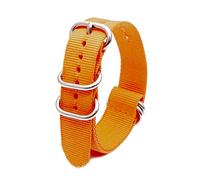 Elegantyl Banda de reloj de rayas de nylon Correa Nato 18mm - 24mm Accesorios de reloj con hebilla de metal plateada de 5 anillos, Naranja, 20mm