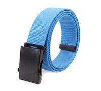 Elegantyl Cinturón de lona de 3,8cm para hombres/mujeres, cinturones vaqueros, cinturones de cintura con hebilla automática de Metal, Azul claro, 115cm