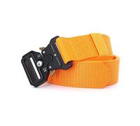 Elegantyl Cinturón de lona táctico militar para hombre, cinturón vaquero informal de 3,8cm de ancho, para deportes al aire libre, tejido de nailon de camuflaje, Naranja, 125cm