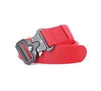Elegantyl Cinturón de lona táctico militar para hombre, cinturón vaquero informal de 3,8cm de ancho, para deportes al aire libre, tejido de nailon de camuflaje, Rojo, 125cm