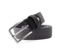 Elegantyl Cinturón elástico para hombre, cinturón de tela vaquera a rayas de 3,4cm de ancho, cinturón largo trenzado de punto, cinturón extensible de 160cm, Gris, 140cm