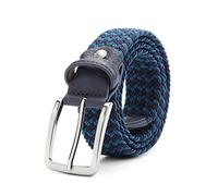 Elegantyl Cinturón elástico para hombre, cinturón de tela vaquera a rayas de 3,4cm de ancho, cinturón largo trenzado de punto, cinturón extensible de 160cm, 135cm