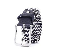 Elegantyl Cinturón elástico para hombre, cinturón de tela vaquera a rayas de 3,4cm de ancho, cinturón largo trenzado de punto, cinturón extensible de 160cm, 120cm