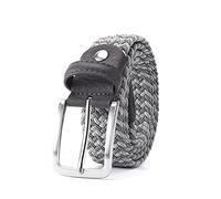 Elegantyl Cinturón elástico para hombre, cinturón de tela vaquera a rayas de 3,4cm de ancho, cinturón largo trenzado de punto, cinturón extensible de 160cm, 120cm