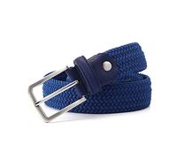 Elegantyl Cinturón elástico para hombre, cinturón trenzado elástico de lona, cinturón vaquero de 3,4cm de ancho, accesorios de ropa, Azul, 115cm