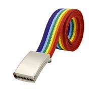 Elegantyl Cinturones tejidos de colores para hombres y mujeres, cinturón trenzado de nailon de Color a rayas, cinturones de lona arcoíris de 3,8cm, 100cm