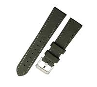 Elegantyl Correa de reloj duradera de lona de nailon, correa de reloj con forro de cuero, correa de reloj de 18mm-24mm, pulsera de repuesto, ejercito verde, 19mm
