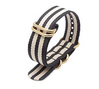 Elegantyl Correa de reloj Nato de nylon 18mm 20mm 22mm 24mm Correa deportiva con hebilla de 5 anillos de acero inoxidable dorado, 18mm