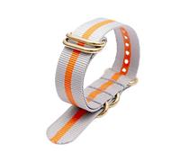 Elegantyl Correa de reloj Nato de nylon 18mm 20mm 22mm 24mm Correa deportiva con hebilla de 5 anillos de acero inoxidable dorado, 18mm