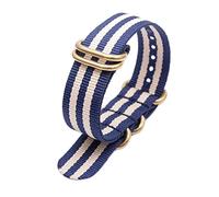 Elegantyl Correa de reloj Nato de nylon 18mm 20mm 22mm 24mm Correa deportiva con hebilla de 5 anillos de acero inoxidable dorado, 24mm