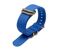 Elegantyl Correa de reloj Nato de nylon 18mm 20mm 22mm 24mm Correa deportiva con hebilla de 5 anillos de acero inoxidable dorado, Cielo azul, 20mm