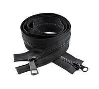 Elegantyl Cremallera Abierta Doble de Resina de 80-120cm 5# para Chaqueta de Plumas, Cremalleras de Bloqueo automático, Cremalleras Abiertas de Doble Deslizador en Blanco y Negro, Negro, 115cm