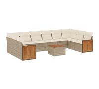 Eleganz 11 piezas de sofá de jardín de ratán sintético con cojines beige - Muebles de exterior duraderos para patio y jardín - Marco de acero con recubrimiento en polvo para resistencia a la