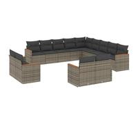 Eleganz 13 piezas de sofá de jardín de ratán sintético con cojines grises - Muebles de exterior duraderos para patio y jardín, acero con recubrimiento en polvo para resistencia a la intemperie