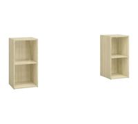 Eleganz 2 armarios de TV de roble Sonoma, 72 x 35 x 36,5 cm, moderno altavoz para sala de estar y teatro en casa, construcción de madera estable, ahorra espacio y elegante