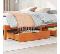 Eleganz 2 cajones de cama de madera maciza de pino, 85 x 55 x 17 cm, marrón cera, práctico almacenamiento para salón, dormitorio o armario, aspecto duradero y natural