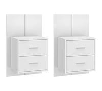 Eleganz 2 mesitas de noche de madera - Mesillas de noche modernas de pared en color blanco, ahorro de espacio y estables para dormitorios, habitaciones de invitados o espacios pequeños