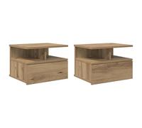Eleganz 2 mesitas de noche de pared de roble Artisan de 40 x 31 x 27 cm - Mesillas de noche de madera que ahorran espacio para habitaciones pequeñas y dormitorios, almacenamiento moderno