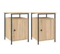 Eleganz 2 mesitas de noche de roble Sonoma, 40 x 42 x 60 cm, de madera y hierro, elegantes y estables para dormitorio, habitación de invitados, ahorra espacio y es duradera