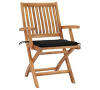 Eleganz 2 sillas de jardín de madera maciza de teca con cojines negros, muebles de jardín de alta calidad de madera de teca finamente pulida con barniz a base de agua, duradero y resistente a la