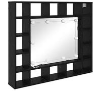 Eleganz Armario con espejo con estante, aspecto de roble negro, 91 cm, juego de muebles de baño de madera, ahorra espacio y estilo