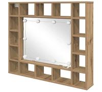 Eleganz Armario con espejo con estante de roble, juego de muebles de baño de madera, 91 x 15 x 76,5 cm, elegante y ahorra espacio para baños modernos