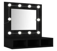 Eleganz Armario con espejo con iluminación, color negro, 60 x 31,5 x 62 cm, armario de baño de madera y acrílico, moderno juego de muebles de baño con espejo para más espacio de almacenamiento