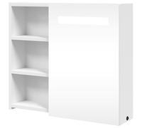 Eleganz Armario con espejo con iluminación para cuarto de baño, color blanco, 60 x 13 x 52 cm, material de madera con revestimiento de melamina y cristal, moderno espacio de almacenamiento con