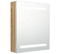 Eleganz Armario con espejo de baño blanco y aspecto de roble, 50 x 14 x 60 cm, moderno armario de baño con MDF y revestimiento de resina de melamina, cristal, espacio para baños pequeños