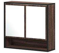 Eleganz Armario con espejo de baño marrón efecto roble 65 x 20 x 60 cm - Juego de muebles de baño de madera y metal, elegante y ahorra espacio para baños modernos