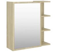 Eleganz Armario con espejo de baño Sonoma, roble 62,5 x 20,5 x 64 cm, de madera y acrílico, moderno armario de baño con espejo, solución de almacenamiento para baños pequeños