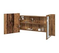 Eleganz Armario con espejo de madera vieja 100 x 12 x 45 cm - Mueble de baño de madera - Moderno espejo de baño con iluminación - Espacio para accesorios de baño