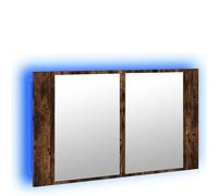 Eleganz - Armario con espejo de roble ahumado 80 x 12 x 45 cm - Juego de muebles de baño de madera y acrílico - Moderno armario de maquillaje y baño con iluminación - Optimización del espacio de