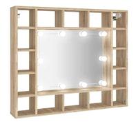Eleganz Armario con espejo de roble Sonoma, 91 x 15 x 76,5 cm, juego de muebles de baño de madera y cristal, moderno y ahorra espacio