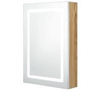 Eleganz - Armario con espejo para baño blanco/aspecto de roble, 50 x 13 x 70 cm - MDF con revestimiento de resina de melamina y cristal - Armario de baño moderno con iluminación