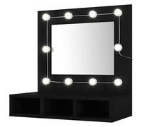 Eleganz Armario con espejo para baño, color negro, 60 x 31,5 x 62 cm, moderno material de madera y acrílico, elegante y práctico con iluminación