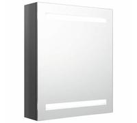 Eleganz - Armario con espejo para baño - gris 50 x 14 x 60 cm, MDF con revestimiento de resina de melamina y cristal - Moderno armario de baño con iluminación, espacio para objetos pequeños