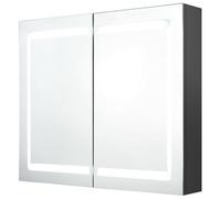 Eleganz - Armario con espejo para baño gris 80 x 12 x 68 cm - Armario de baño moderno con iluminación, MDF con revestimiento de resina de melamina y cristal - Optimización del espacio de