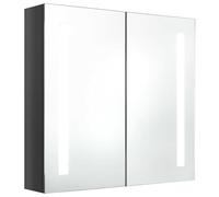Eleganz - Armario con espejo para baño - Gris brillante 62x14x60 cm - MDF con revestimiento de resina de melamina y cristal - Armario de baño moderno con iluminación - Espacio de almacenamiento para