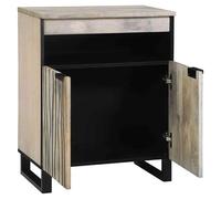 Eleganz Armario de almacenamiento multimedia y estante blanco/negro, madera maciza de mango con tubos de hierro y madera de ingeniería, juego de muebles de salón | elegante y duradero | orden perfecto