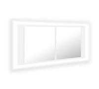 Eleganz Armario de baño blanco 100 x 12 x 45 cm de madera y acrílico - Armario con espejo moderno con iluminación para baño y ducha - Optimización del espacio de almacenamiento