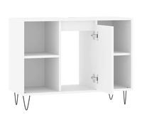 Eleganz Armario de baño blanco 80 x 33 x 60 cm de madera y hierro, elegante juego de muebles de baño para más espacio y orden, duradero y fácil de limpiar